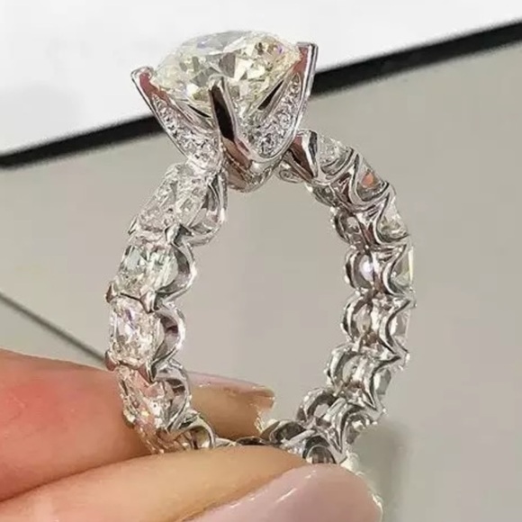 ENGAGEMENT 925 STERLING SILVER DIAMOND RING - Picture 2 of 6